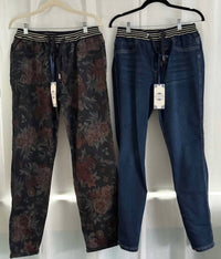 TEMPO PARIS Women's Reversible pants in navy denim floral - women's pants