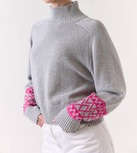 Wispr Geo Mockneck Sweater in grey haze - women's sweater - view 4