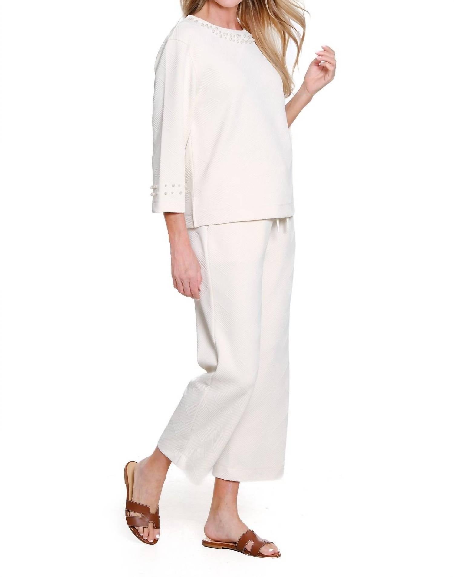 Multiples - Jacquard Knit Crop Pants