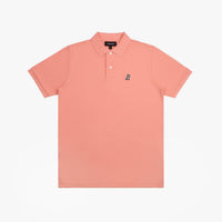 James Bark Regular Fit Polo Shirt With French Bulldog Logo in peach - men's shirt - detail view