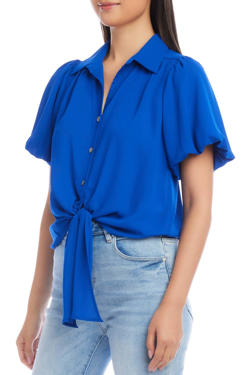 Karen Kane - Puff Sleeve Tie Front Top