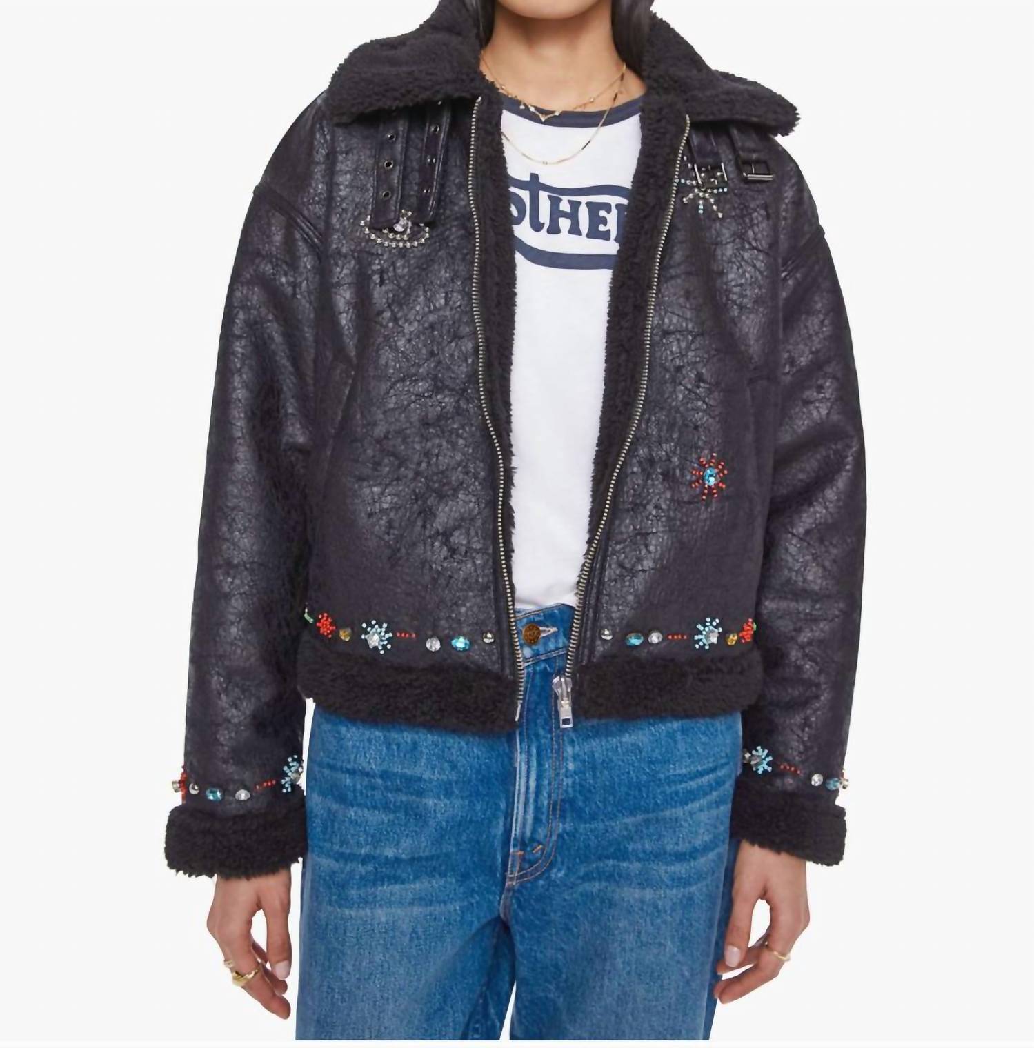 Mother The Strappy Brrly Jacket in black - women's jacket