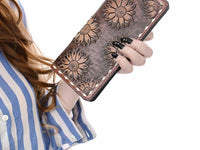 Ohlay - Women's Hand-tooled Leather Western Floral Wallet