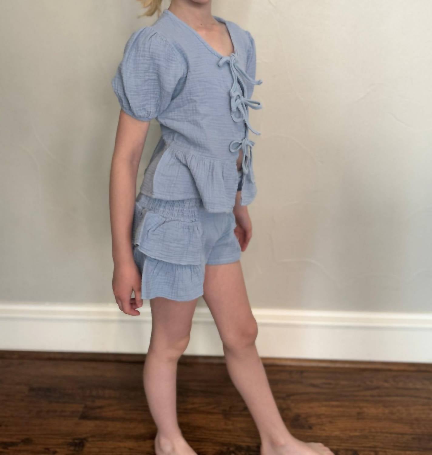 T2Love - Girls' Smocked Side Ruffle Shorts