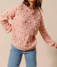 So Me - Pom Pom Textured Knit Sweater Top