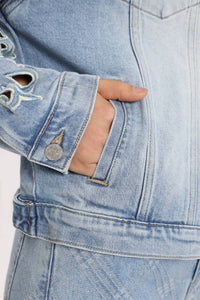 Bayeas - Gaia Eyelet Detail Long Sleeve Denim Jacket
