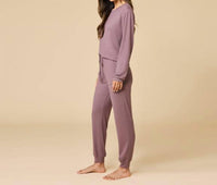 SOFTiES Jersey Crew Neck Lounge Set in driftwood - women's sleepwear - alternate view