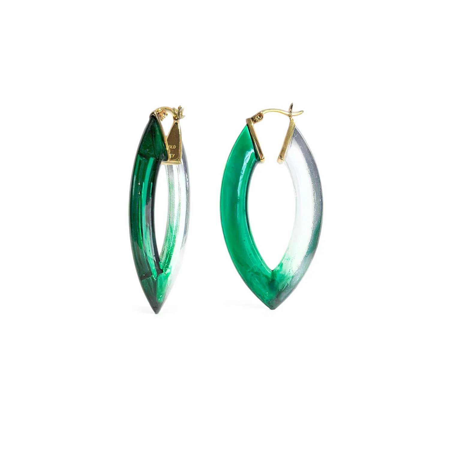 Gold & Honey - Women's Painted Marquise Lucite Hoop Earrings