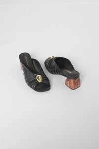 Antelope - Women's Rachel Ruched Leather Mules Block Heel