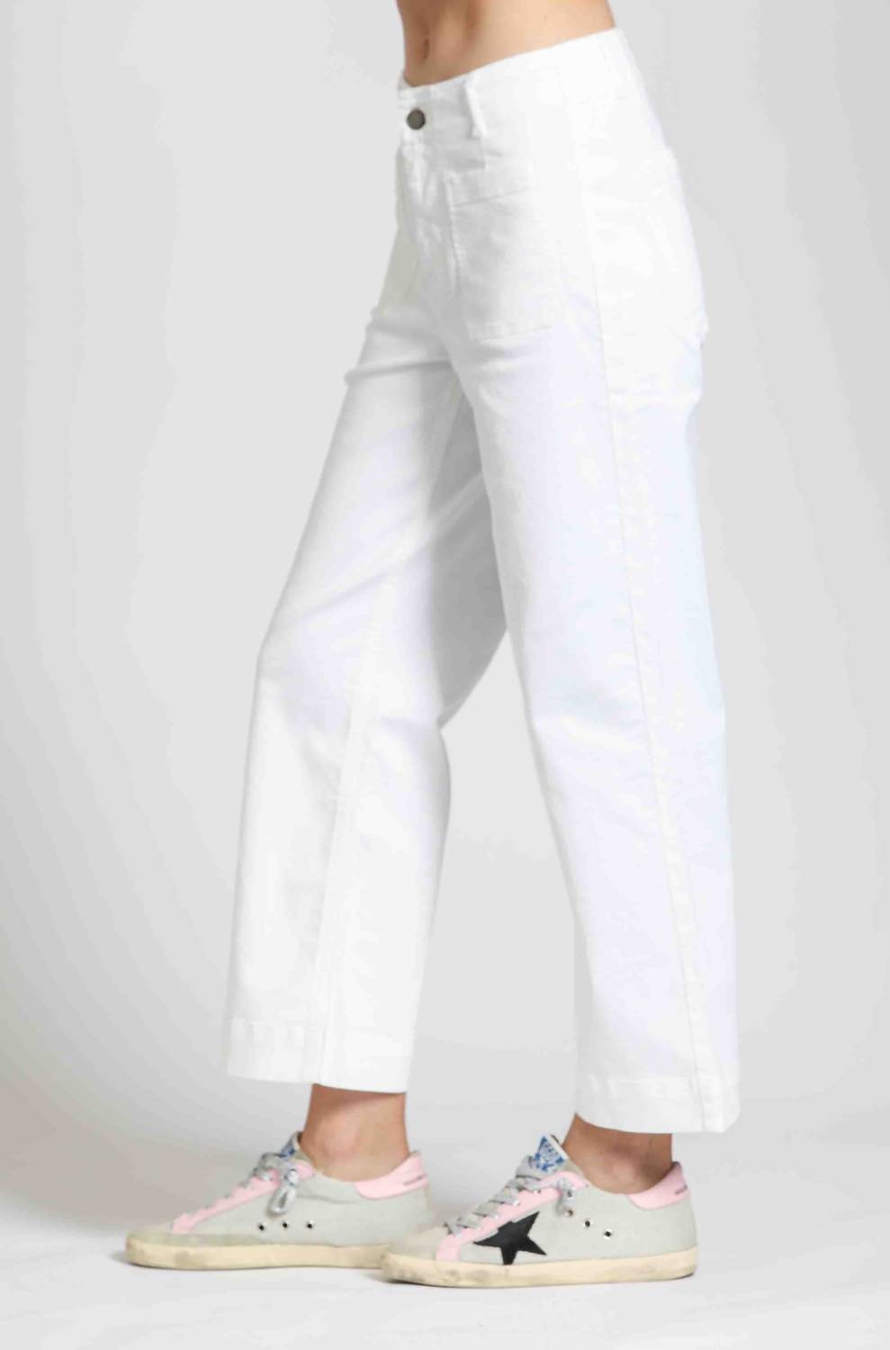 Apny - Crop Wide Leg Patch Pockets Pants