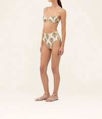 Agua By Agua Bendita - Magenta Moriche Embroidered Bikini Bottom