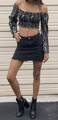 Honey Punch - Lacing Denim Mini Skirt