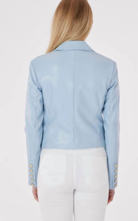 Dolce Cabo - Cropped Faux Leather Double Breasted Blazer
