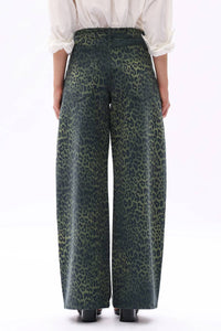 Bayeas - High Rise Leopard Print Barrel Leg Jeans