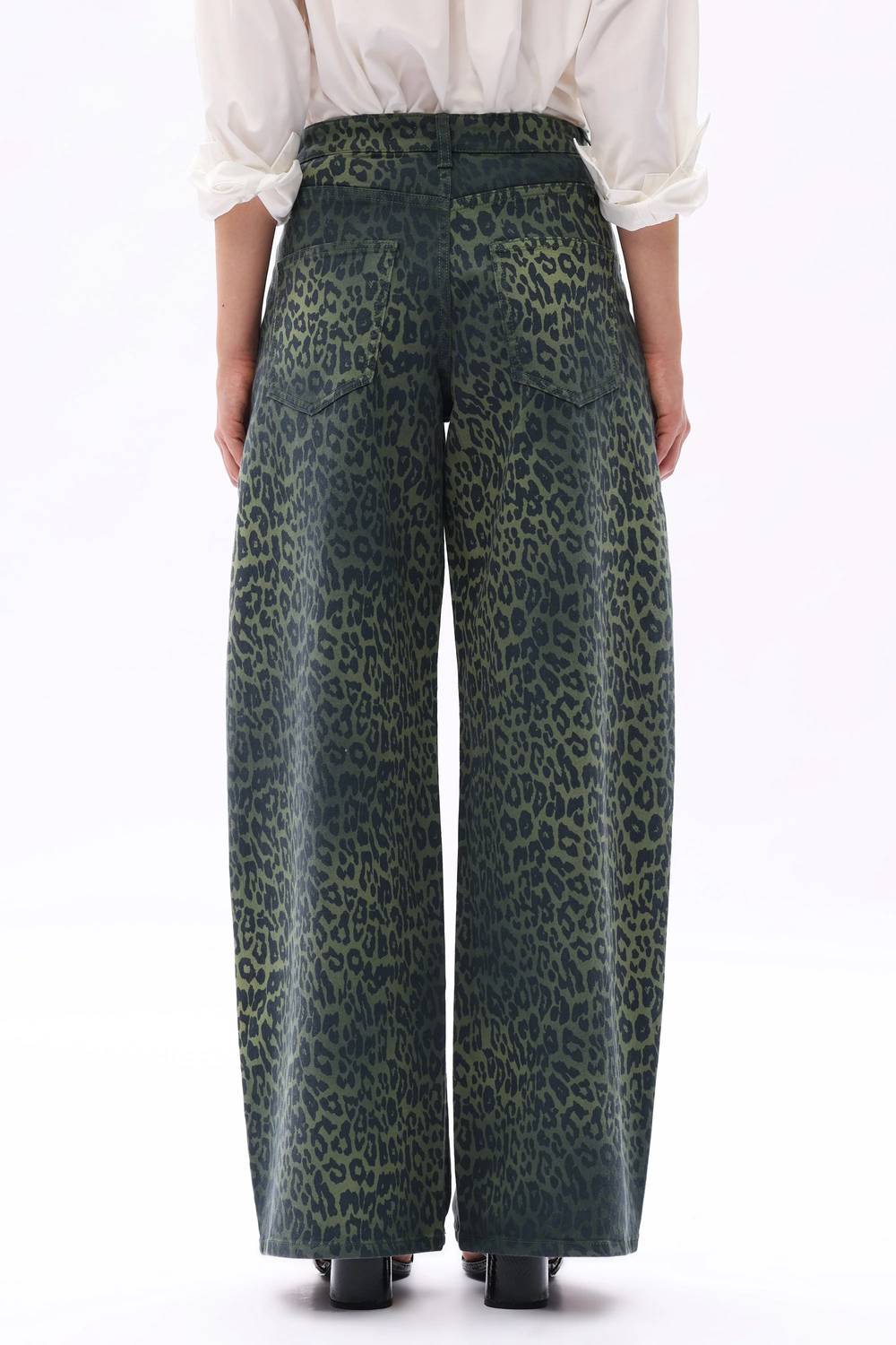Bayeas - High Rise Leopard Print Barrel Leg Jeans