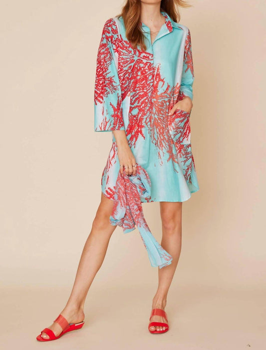 Modaposa - Gabriella Printed Tunic Shirt Dress With Pockets