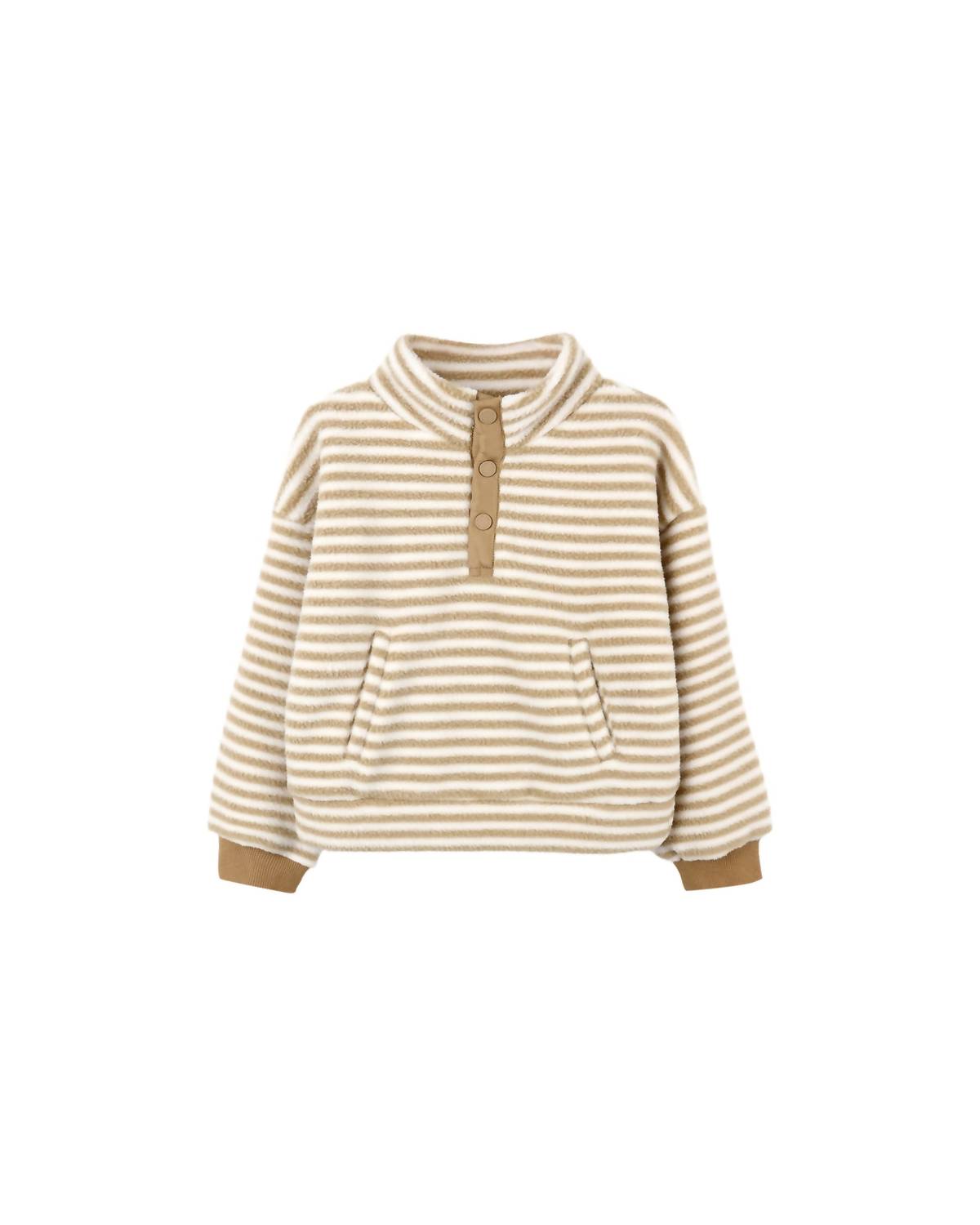 Rylee + Cru Snap Pullover & Relaxed Sweatpant Set in toffee stripe - item - detail view