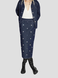 Huishan Zhang - Sonia Crystal-Embellished Denim Skirt