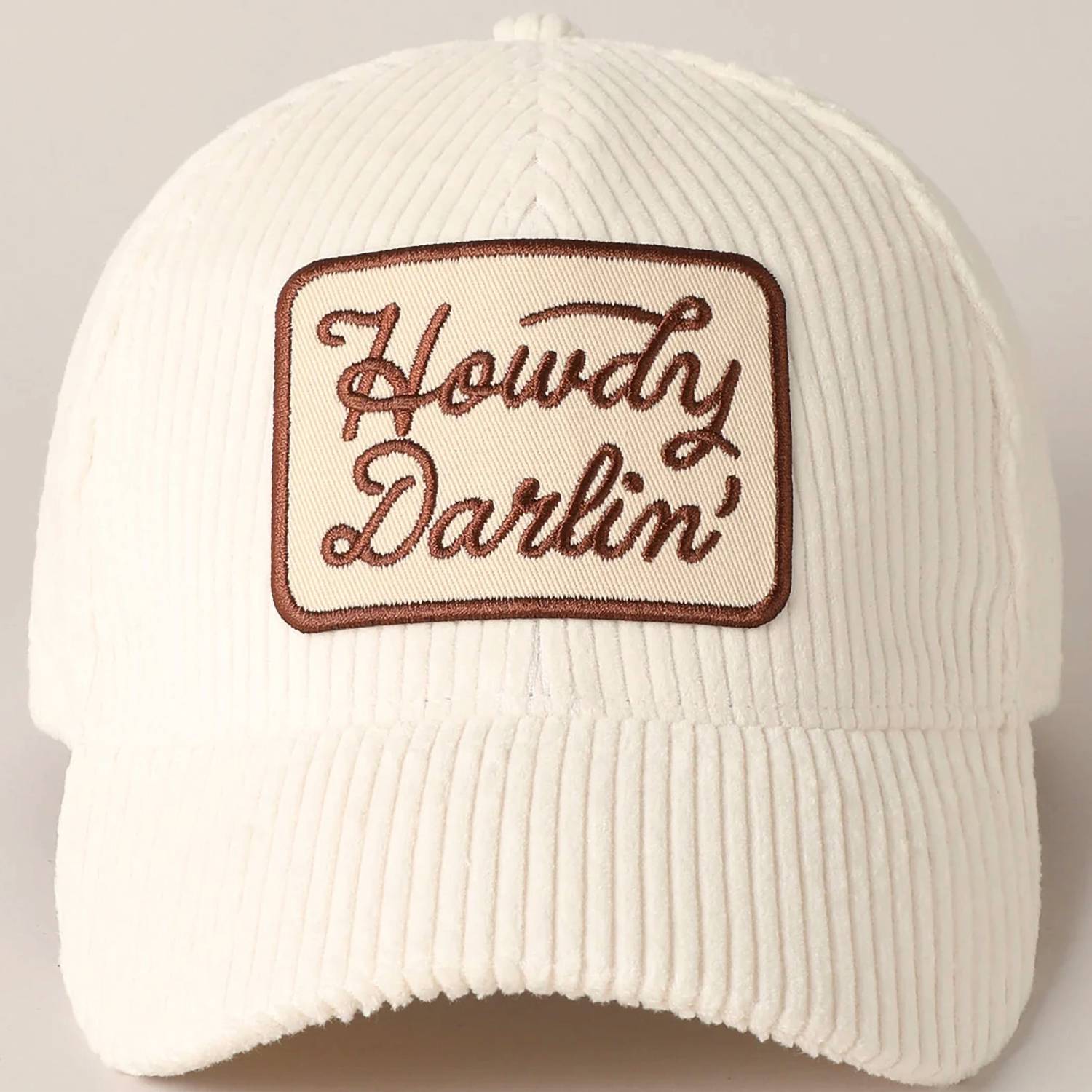 Fashion City - Women's Howdy Darlin' Embroidery Patch Corduroy Cap