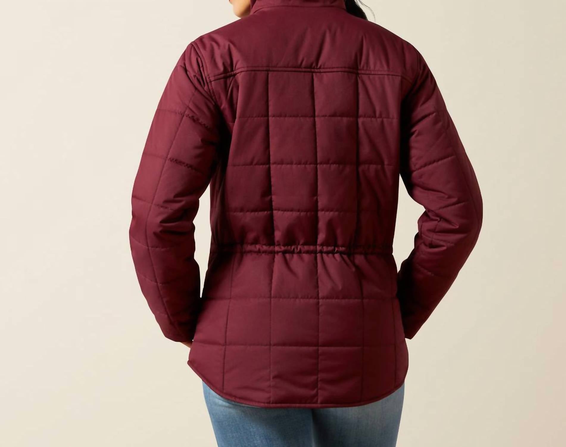 ARIAT Women's Crius Insulated Jacket in wine - women's jacket - detail view