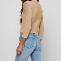 L'Agence - Collared Pointelle Knit Cardigan