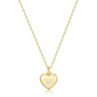 Eklexic - Women's Mini Heart Locket Necklace With Cubic Zirconia