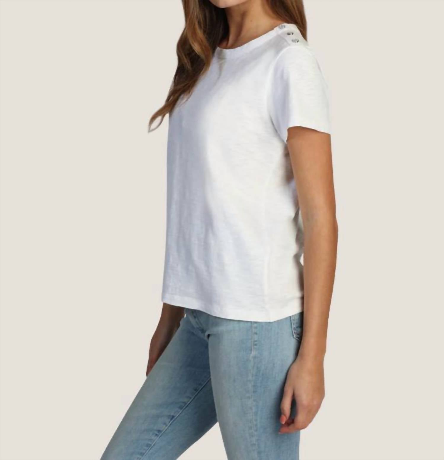 Dylan Short Sleeve Crew Tee in white - women's t-shirt - detail view