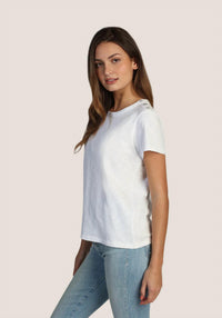 Dylan Short Sleeve Crew Tee in white - women's t-shirt - alternate view