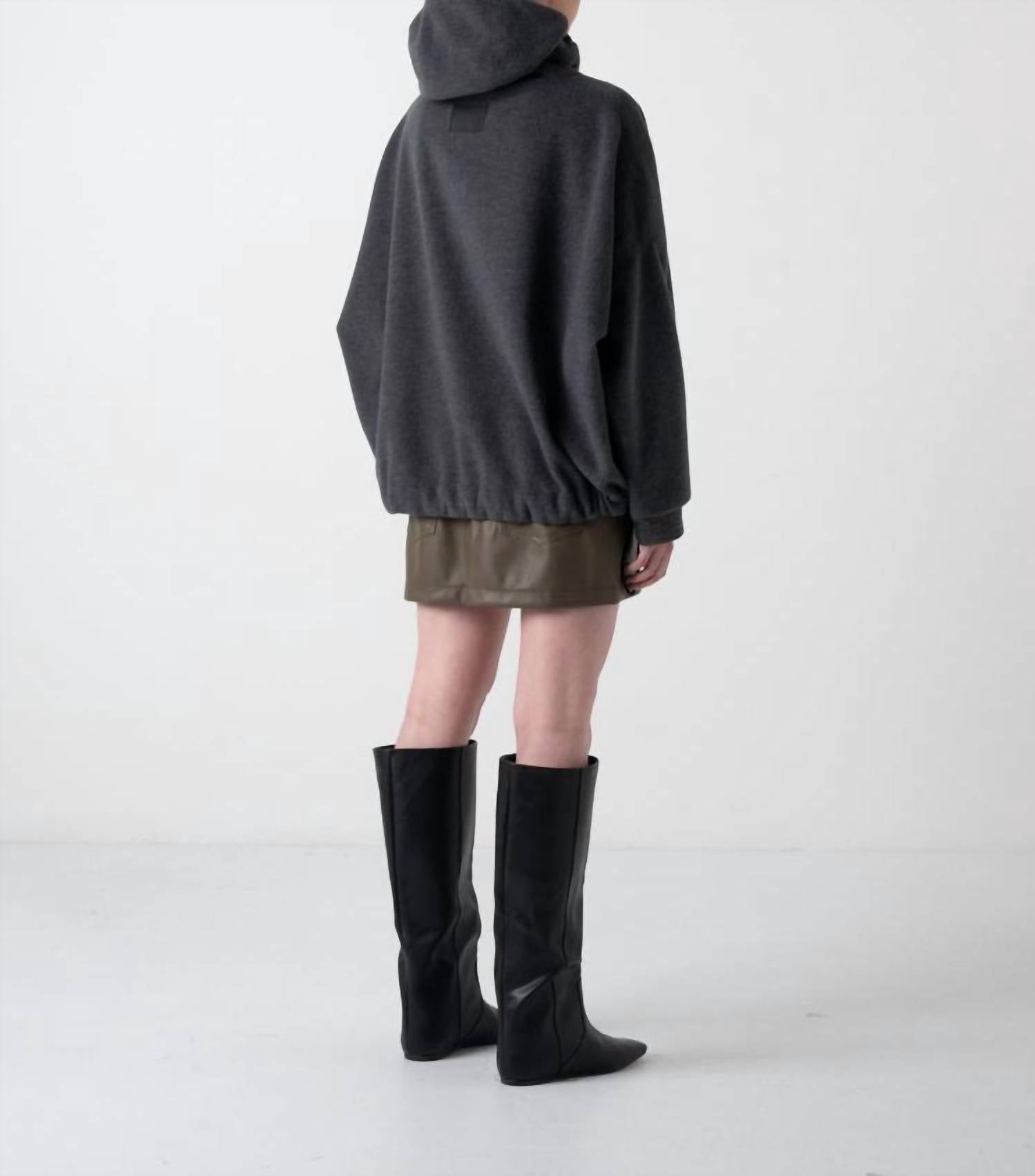 COG The Big Smoke Knoll Cropped Hoodie in charcoal - women's top - detail view