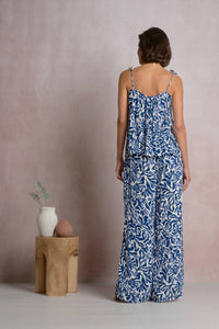 ELAN Coralina Tank Top in blue white - women's tank top - alternate view