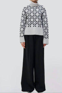 SIMKHAI Charlenne Logo Sweater in heather grey charcoal multi - women's sweater