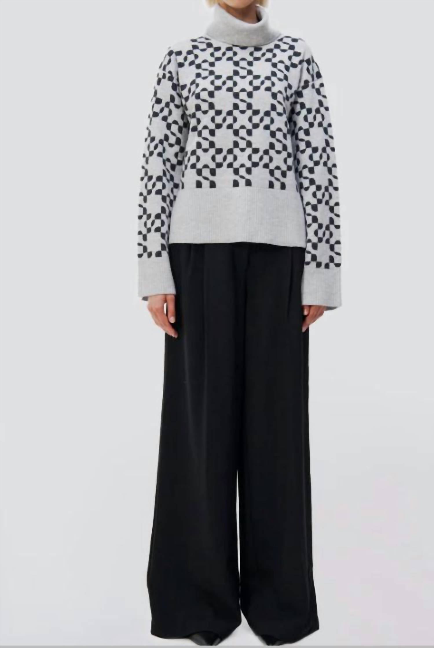 SIMKHAI Charlenne Logo Sweater in heather grey charcoal multi - women's sweater
