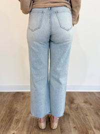 DAZE Distressed High Rise Ankle Jeans in clementine - women's jeans - detail view