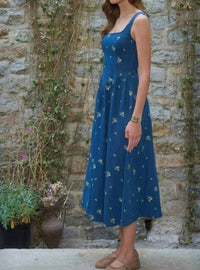 Moon River - Floral Embroidered Corset Detail Midi Dress