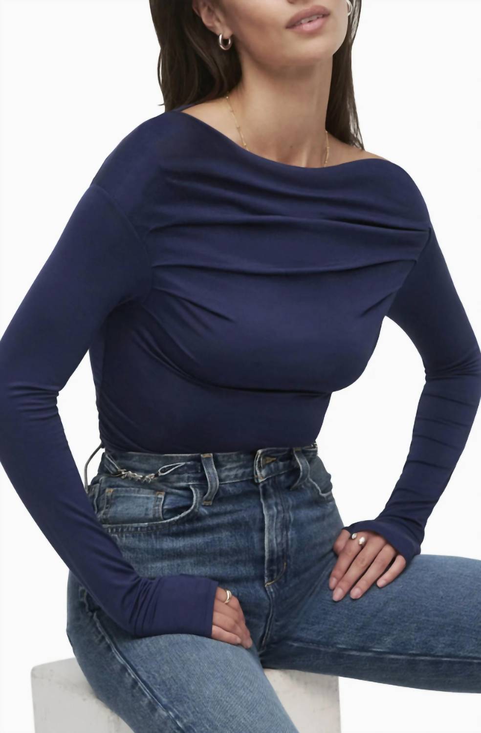 Favorite Daughter Get Him Back Top in aegean blue - women's long sleeve top