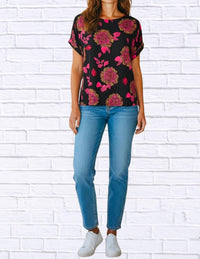 Diva Usa - Floral Print Short Sleeve Blouse