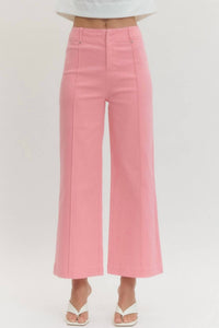Entro - Solid High Rise Wide Leg Pants