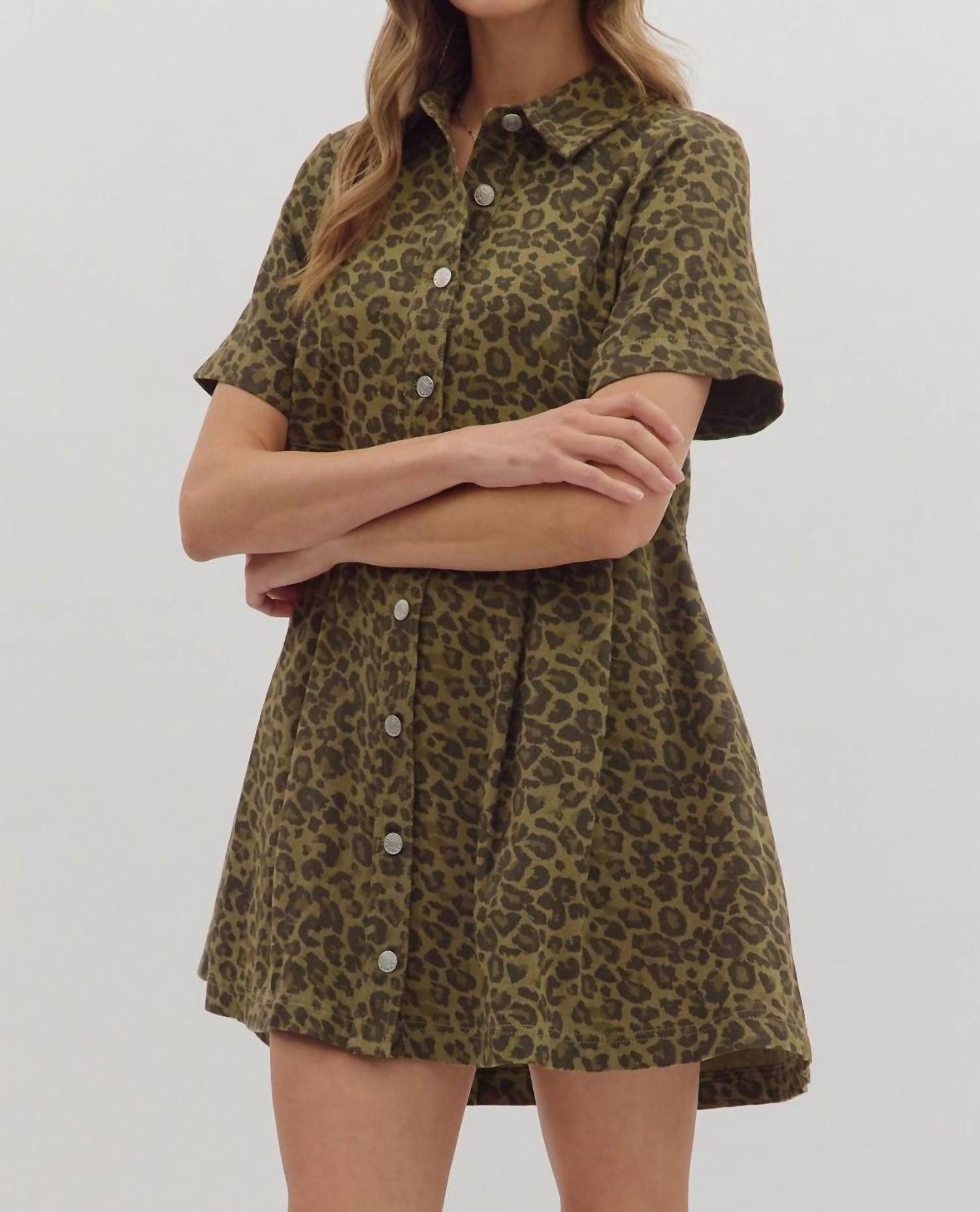 Entro - Loretta Leopard Denim Mini Dress