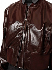 Birgitte Herskind Herry Leather Bomber Jacket in mahgonay - women's jacket - view 21