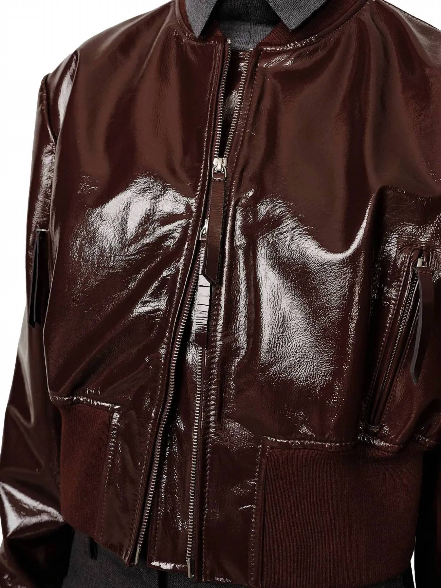 Birgitte Herskind Herry Leather Bomber Jacket in mahgonay - women's jacket - view 21