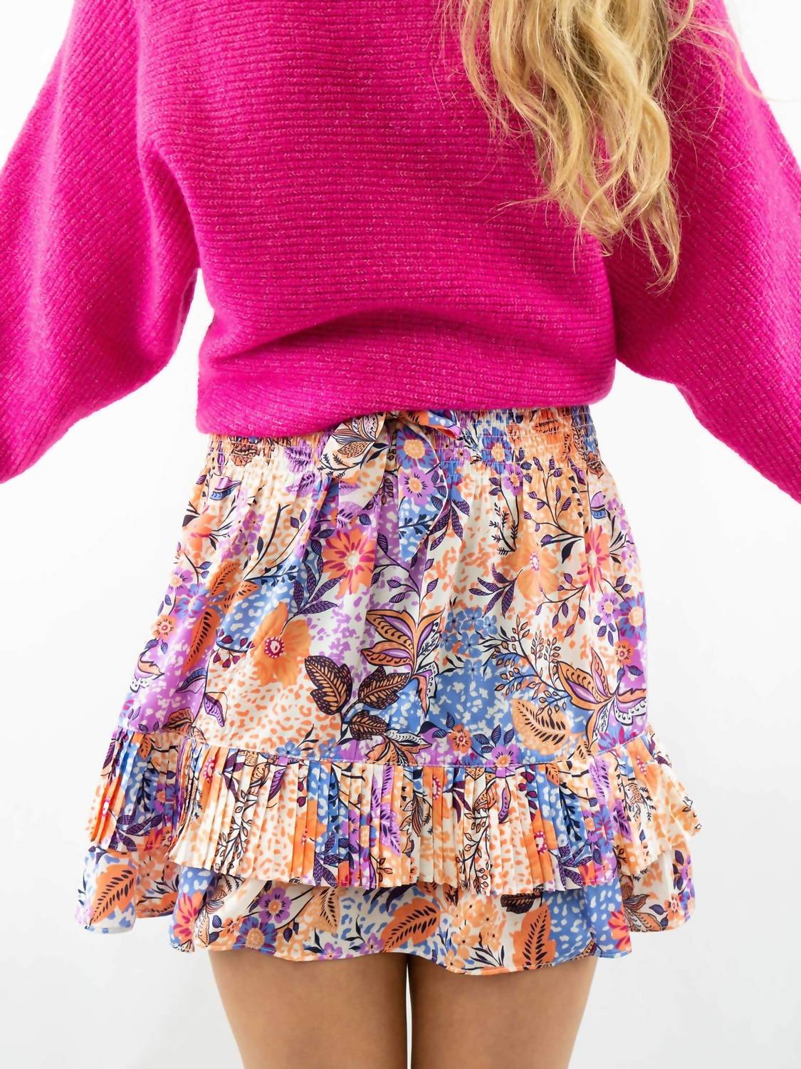 Skies Are Blue - Paisley Floral Smocked Mini Skirt