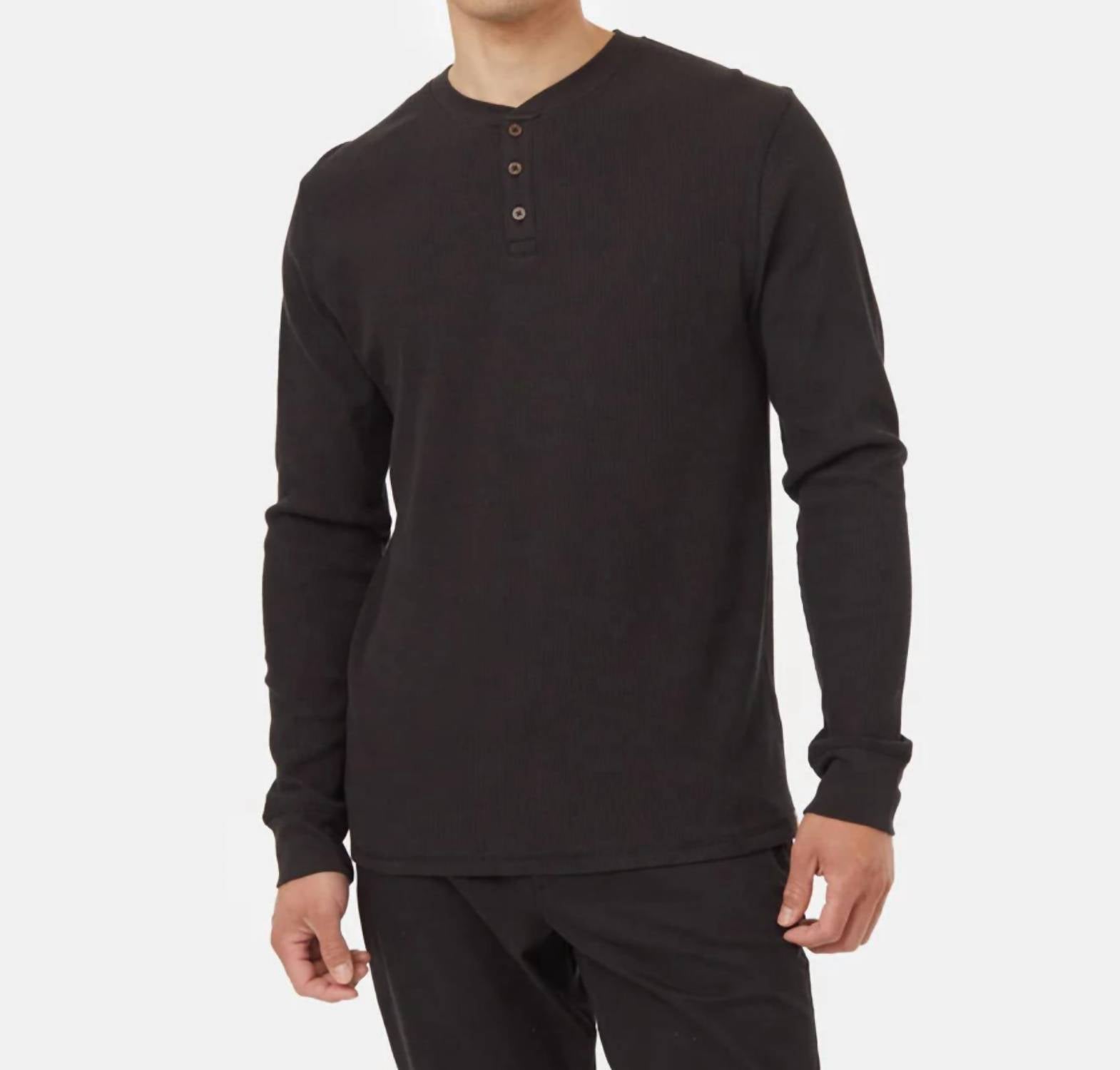 Tentree - Waffle Henley Long Sleeve T-shirt