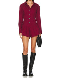 SAYLOR Rhea Denim Romper in wine - women's pants
