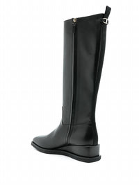 Salvatore Ferragamo Women's Wayde Leather Wedge Boots in black - women's shoe - view 136