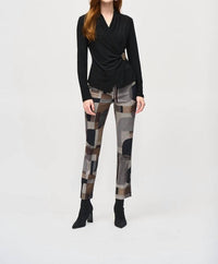 Joseph Ribkoff Jacquard Printed Pant in black multi - women's pants