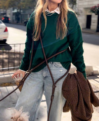 Gigi's USA Heart Knit Sweater in evergreen - women's sweater