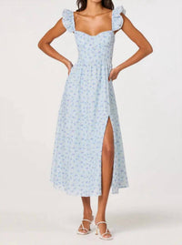 Astr - Wedelia Ruffle Strap Eyelet Corset Midi Dress