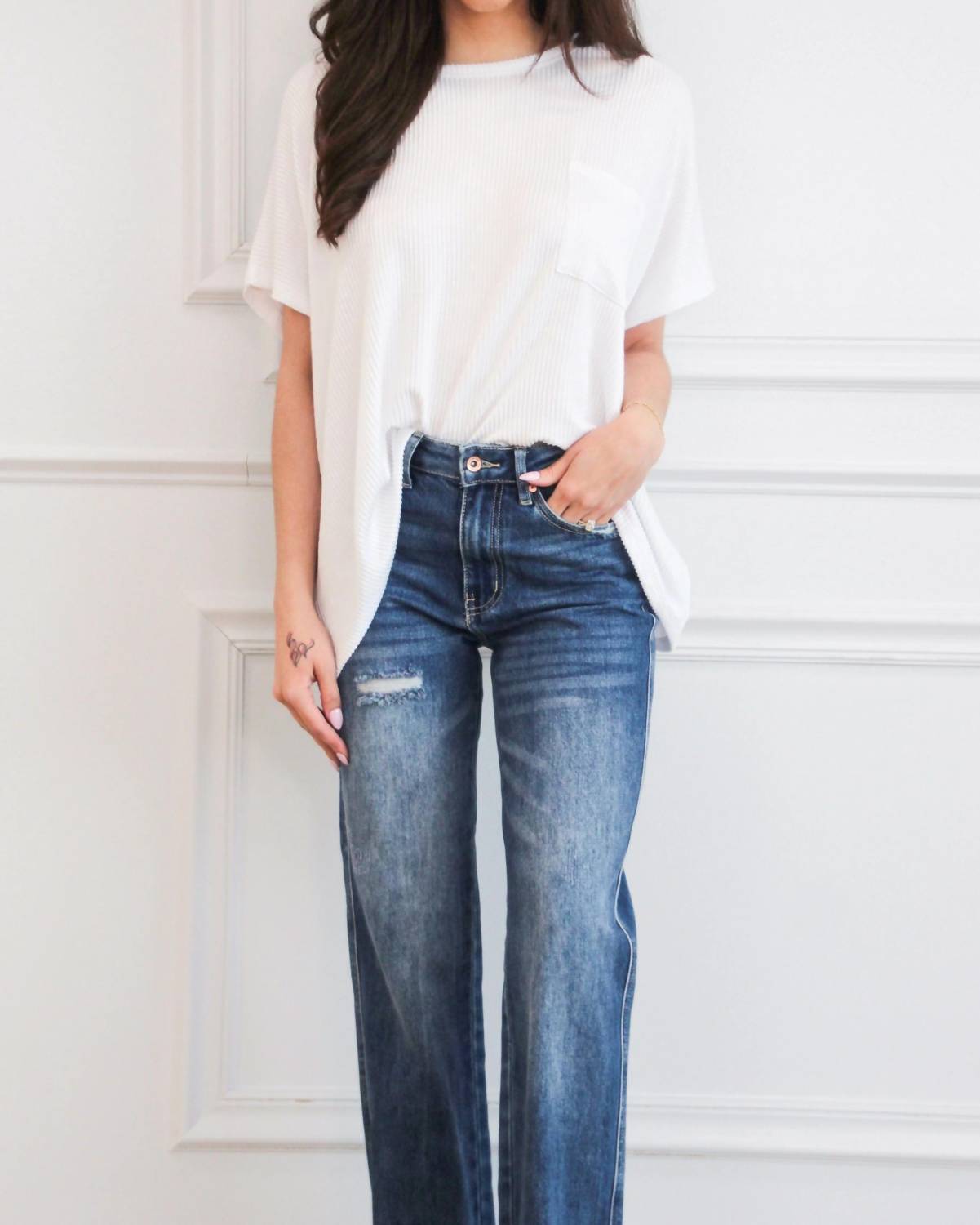 Zenana - Ellison Corded Rib Oversized Pocket Top
