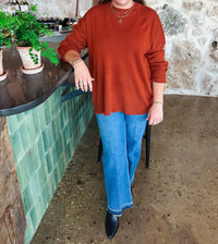 mudpie Noralee Button Sweater in rust - women's sweater - view 4