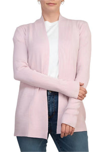 Joan Vass - Open Front Long Sleeve Rib Cardigan